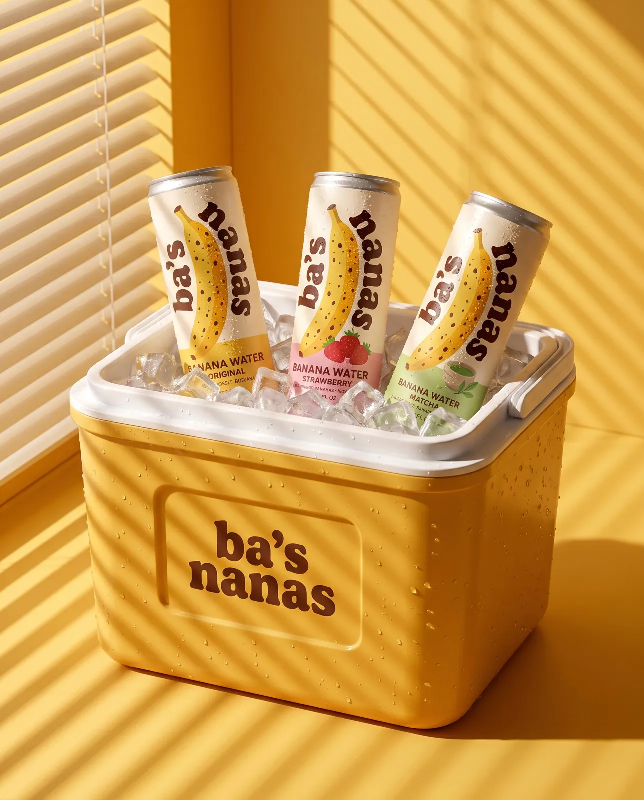 Cream Vertical cans in an ice cooler