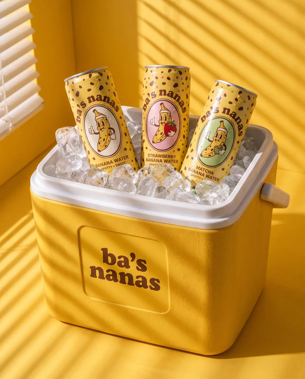 Yellow Freckle cans in an ice cooler